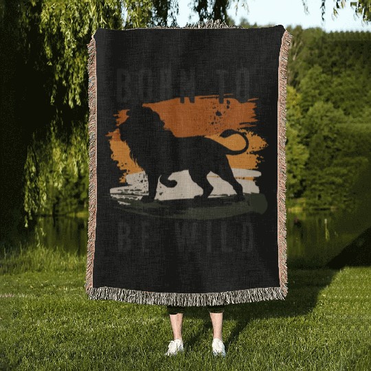 Born to be wild Lion Animal Design Woven Blankets