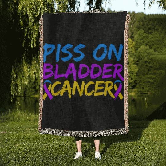 Piss On Bladder Cancer Awareness Month Woven Blankets