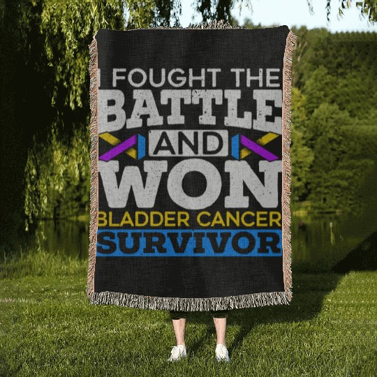 Fought The Battle And Won Bladder Cancer Survivor Woven Blankets