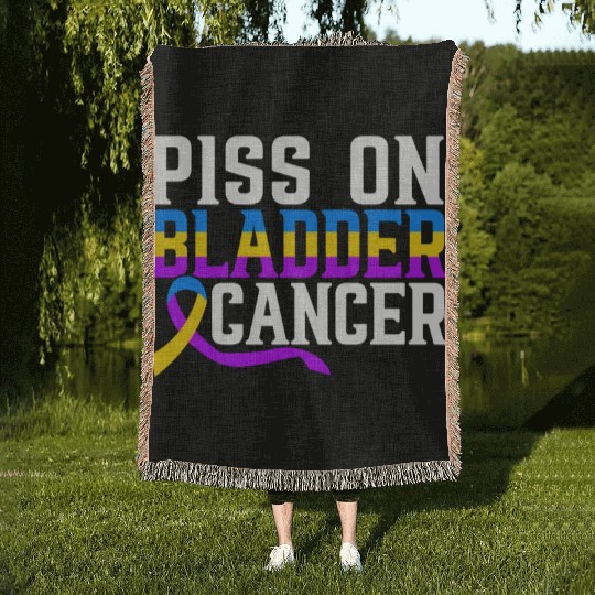 Piss On Bladder Cancer Awareness Month Woven Blankets