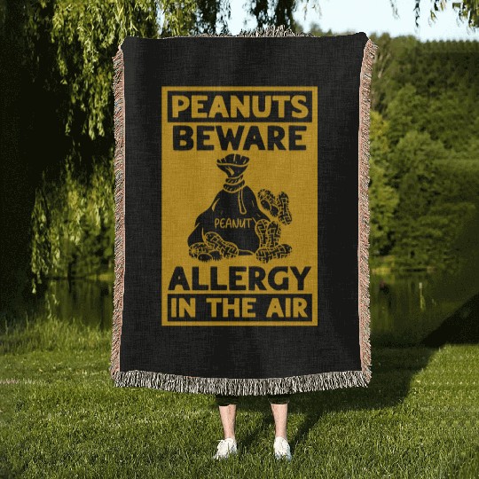 Peanuts Beware Allergy In The Air Peanut Allergic Woven Blankets