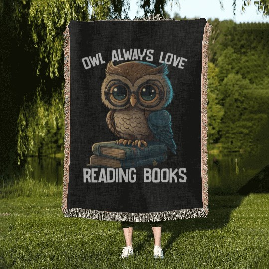 Owl Always Love Reading Books Woven Blankets