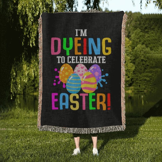 Easter Colorful Egg Dye Rabbit Egg Hunt Woven Blankets