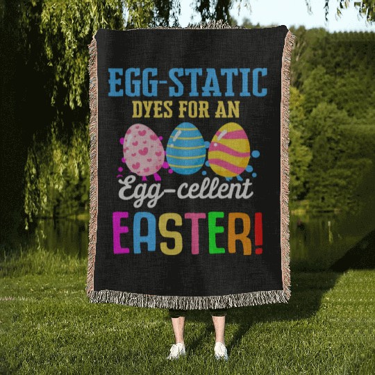 Easter Colorful Egg Dye Rabbit Egg Hunt Woven Blankets