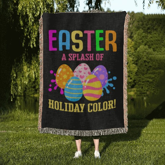 Easter Colorful Egg Dye Rabbit Egg Hunt Woven Blankets