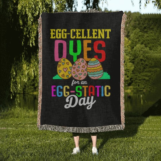 Easter Colorful Egg Dye Rabbit Egg Hunt Woven Blankets