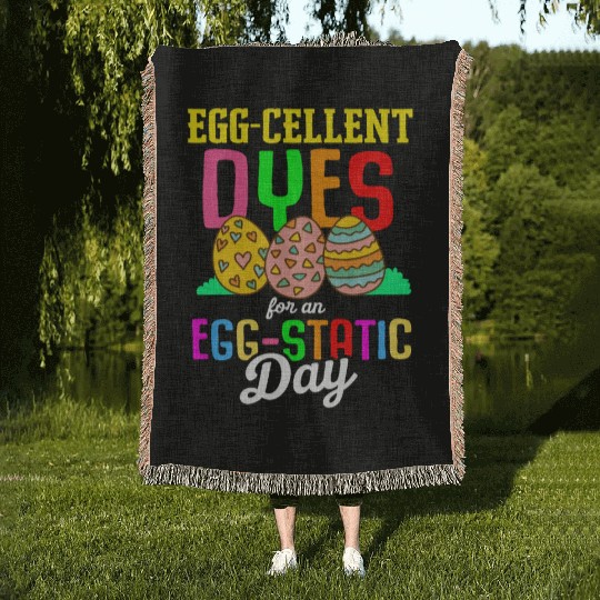 Easter Colorful Egg Dye Rabbit Egg Hunt Woven Blankets