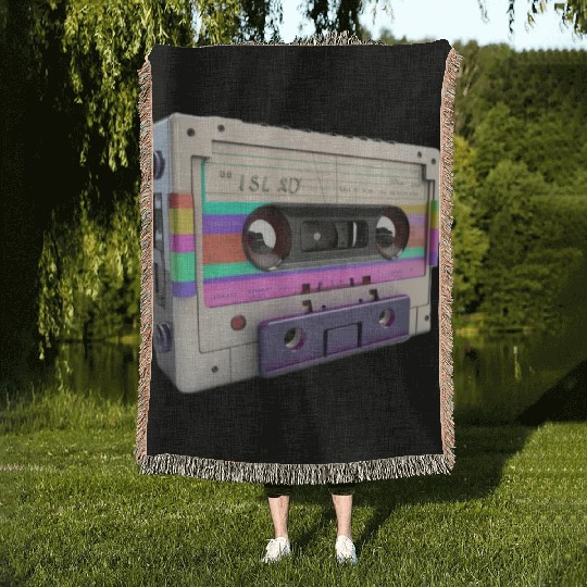 80s Music Cassette Tape : 3D, Neon, 80s songs Woven Blankets