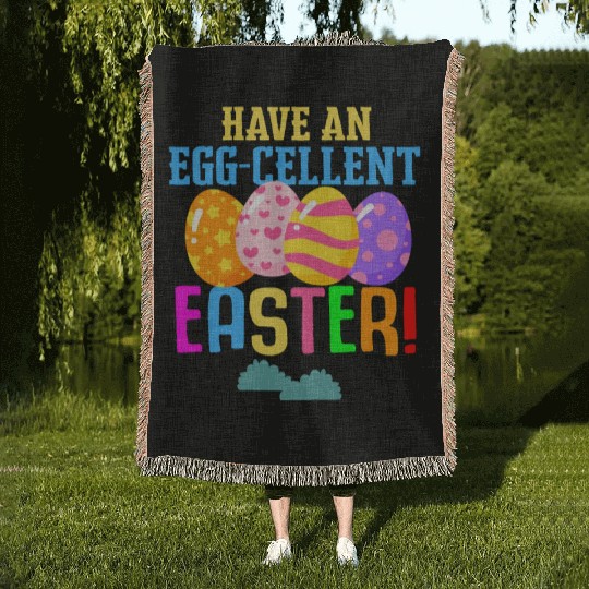 Easter Colorful Egg Dye Rabbit Egg Hunt Woven Blankets