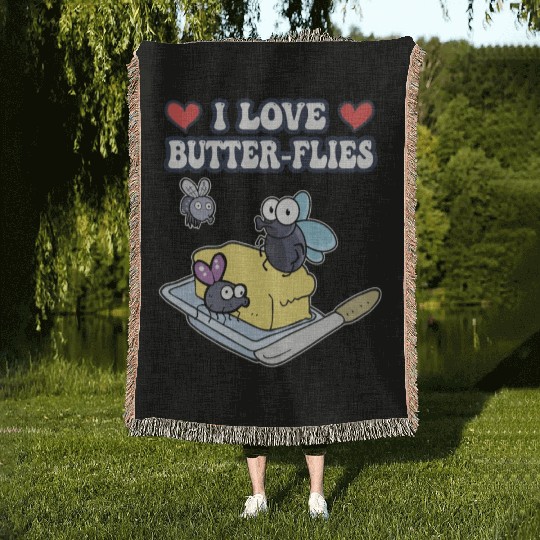 I Love Butterflies Woven Blankets