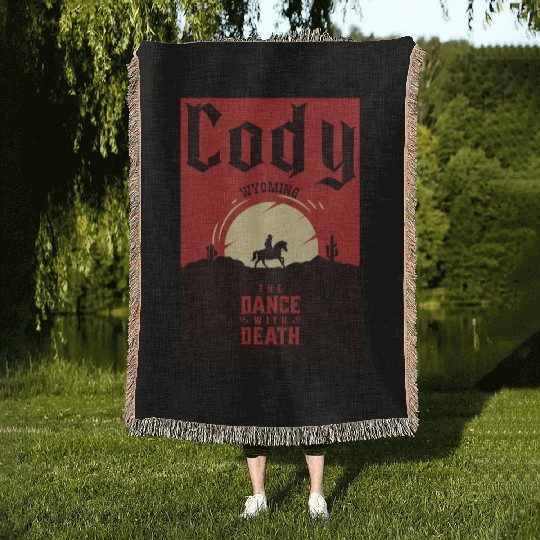 Cody Wyoming wild west town Woven Blankets