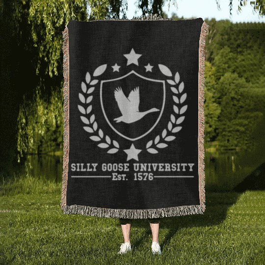 Silly Goose University Established 1576 Goose Woven Blankets