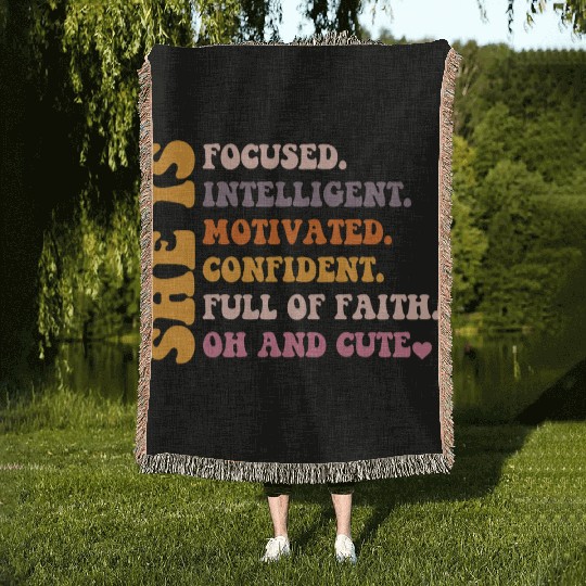 She Is Focused Intelligent Motivated Confident Woven Blankets
