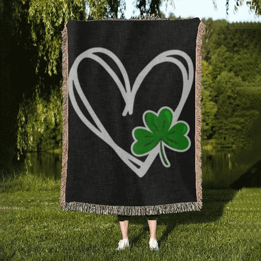 Heart St Patricks Day Shamrock Irish Toddler Baby Woven Blankets