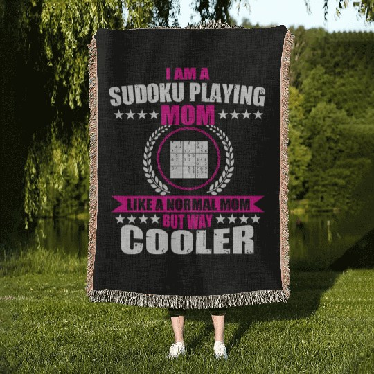 Sudoku Playing Mom For Women Woven Blankets