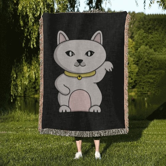 Magic Lucky Cat Woven Blankets