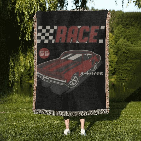 Retro Muscle Car Vintage Racing Car Lover Woven Blankets