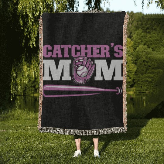 Softball Baseball Bat Catcher's Mom Woven Blankets