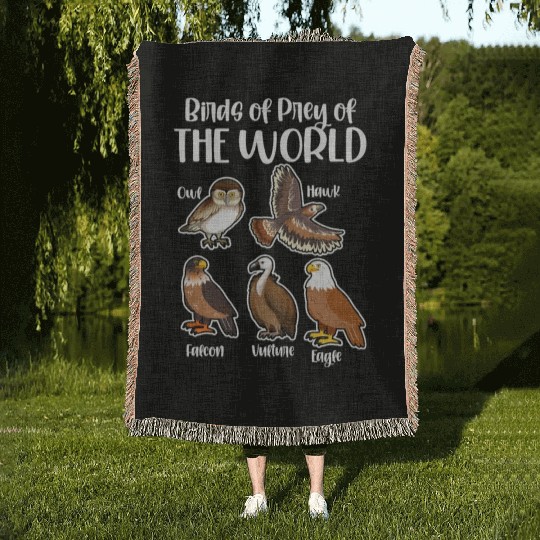 Birds of Prey Of The World Woven Blankets