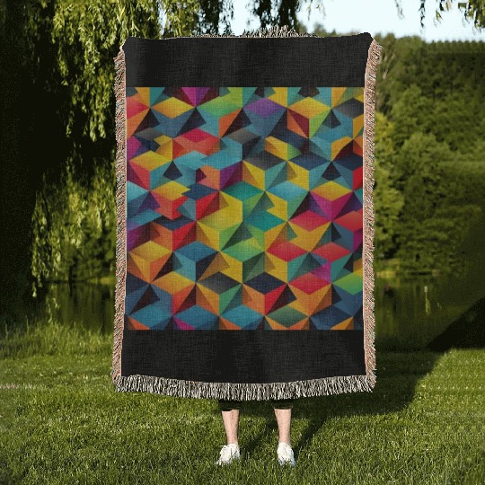 geometric psychedelic wallpaper Woven Blankets