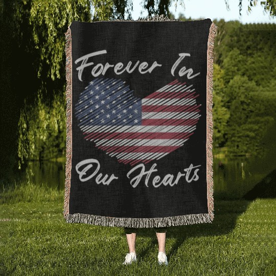 Patriotic Veteran USA Flag American Memorial Day Woven Blankets