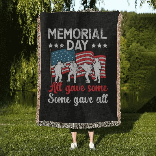All Gave Some Some Gave All USA Flag Memorial Day Woven Blankets
