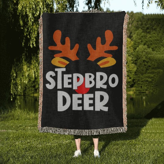 Step Brother Deer Matching Family Tribe Christmas Woven Blankets