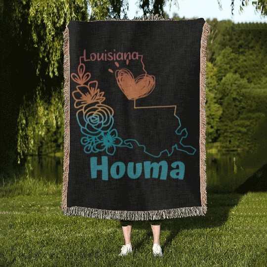 I love my home town Houma Louisiana Woven Blankets