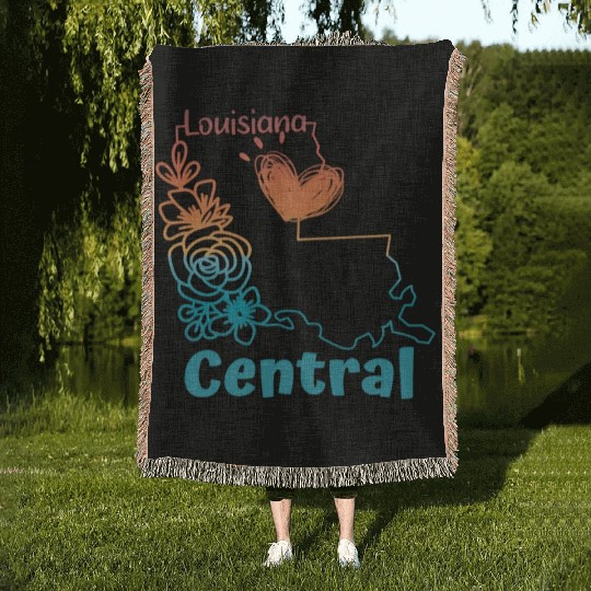 I love my home town in Central Louisiana Woven Blankets
