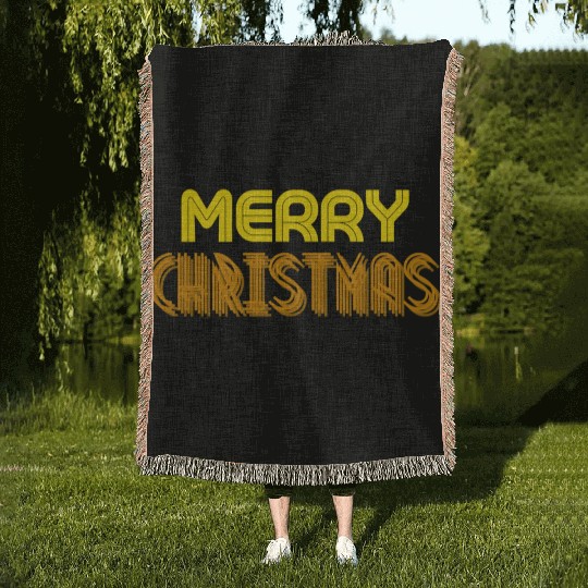 Merry Christmas Yellow Neon Colors Woven Blankets