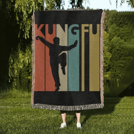 Vintage Kung Fu Lover Gift Woven Blankets