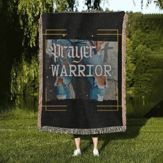 Prayer Warrior - Ripped Jeans Woven Blankets