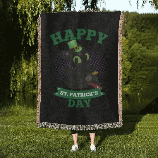 Happy St Patricks Day Toothless Woven Blankets