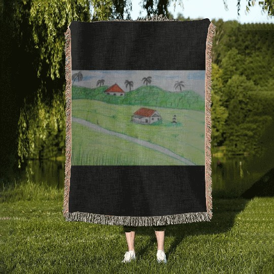 green grass Woven Blankets