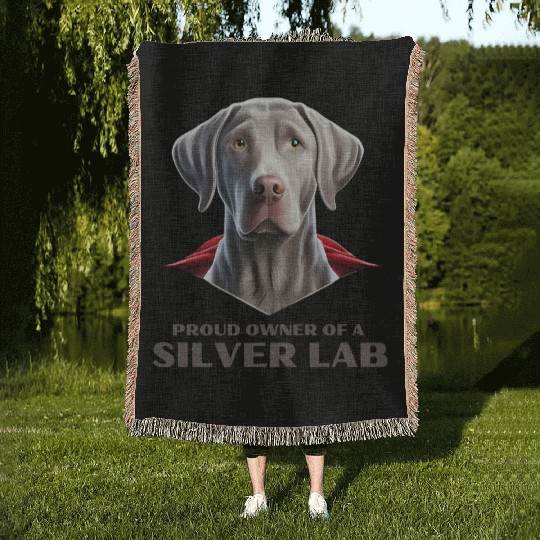Silver labrador | Proud owner of a Silver lab Woven Blankets