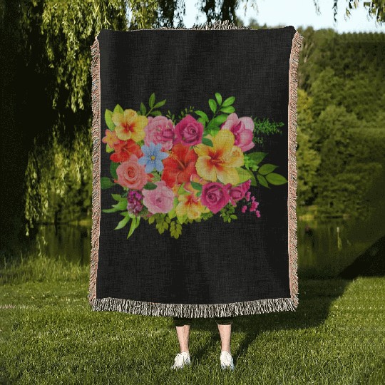 summer flowers Woven Blankets