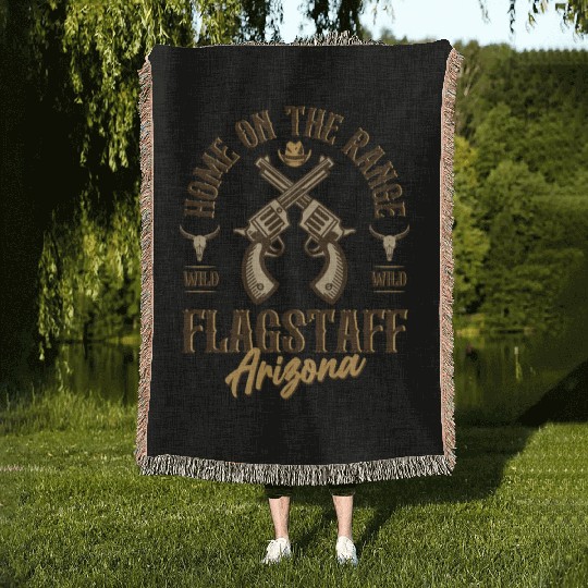 Flagstaff Arizonna wild west town Woven Blankets