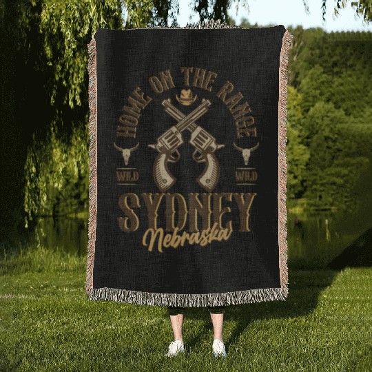 Sidney Nebraska wild west town Woven Blankets