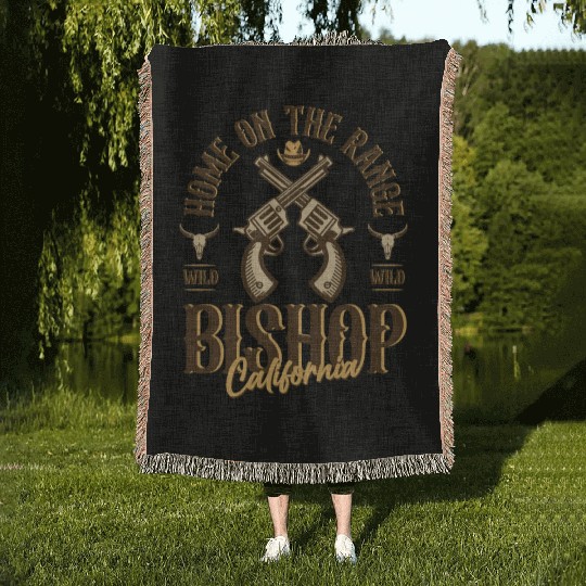 Bishop California wild west town Woven Blankets