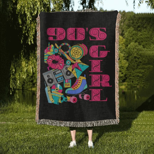 "90s Girl" Vintage Nostalgia Woven Blankets