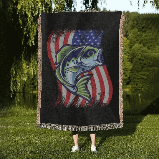 US Bass Fish Woven Blankets