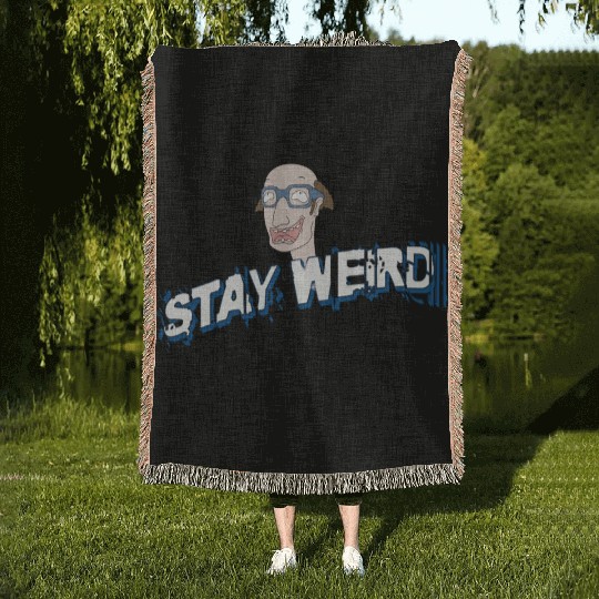 Stay weird Woven Blankets