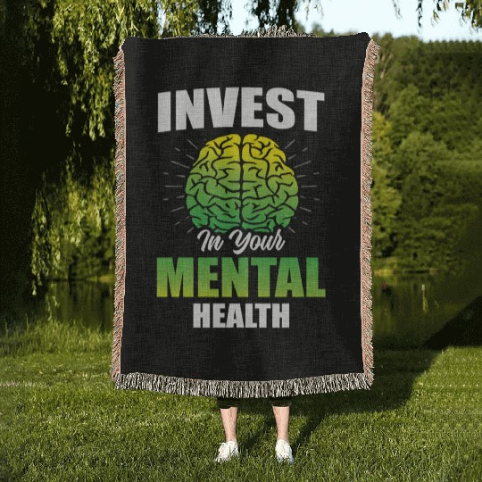 Invest In Your Mental Health Awareness Depression Woven Blankets