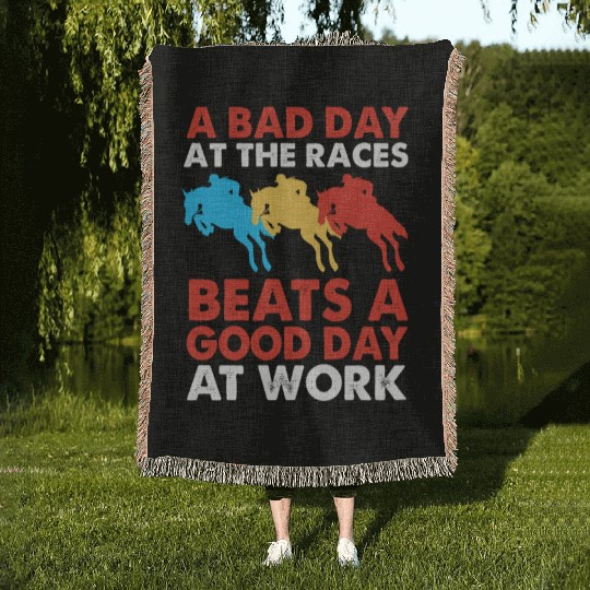 Funny Equestrian Horse Riding Show Jumping Woven Blankets