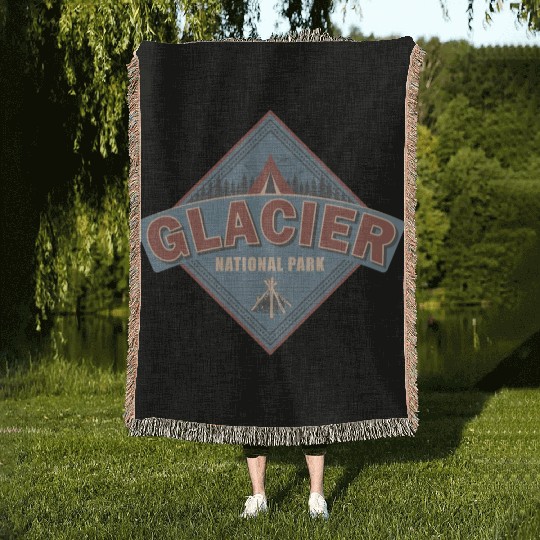 Glacier National Park Montana Vintage US Camping Woven Blankets