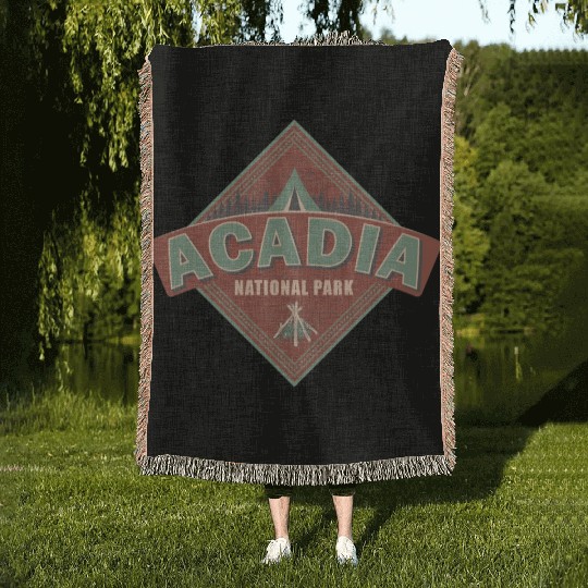 Acadia National Park Maine Vintage US Camping Woven Blankets
