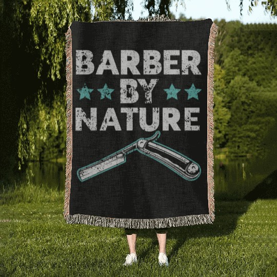 Barber By Nature Haircut Barbershop Hairstylist Woven Blankets