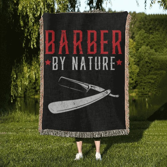 Barber By Nature Haircut Barbershop Hairstylist Woven Blankets