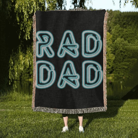 Neon Rad Dad Fathers Day Woven Blankets