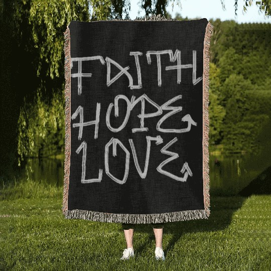 Faith, hope, love Woven Blankets